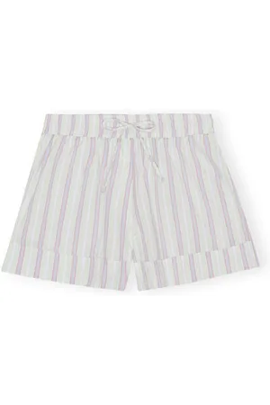 Ganni Gestreifte elastische Seersucker-Shorts in Damengröße 38/Polyester