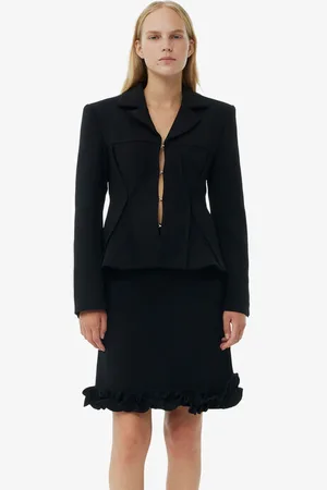Ganni Schwarzer taillierter Blazer in Damengröße 40 Recycelte Polyester