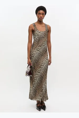 Ganni Maxikleid mit Leopardenmuster in Mixed Damengröße 42 Viskose