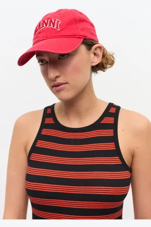 Ganni Rote Canvas-Kappe in Red Damengröße Einheitsgröße