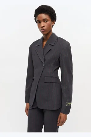 Ganni Schwarzer Nadelstreifenblazer in Mixed Damengröße 42/Viskose