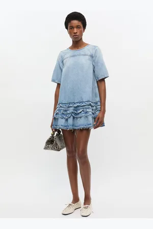 Ganni Hellblaues Minikleid in Damengröße 48 Lyocell/Bio-Baumwolle/Tencel
