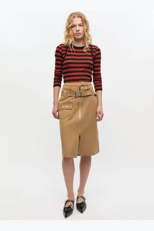 Ganni Kamelfarbener Midirock in Beige Damengröße 36