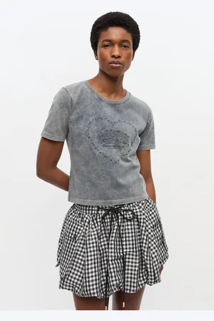 Ganni Graues verwaschenes Herz-T-Shirt in Mixed Damengröße XS