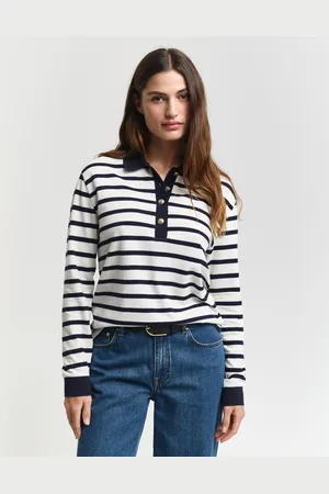 GANT Damen Breton Striped Piqué Langarm-Poloshirt (S)
