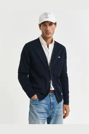 GANT Herren Classic V-Neck Strickjacke aus Baumwolle (XL)