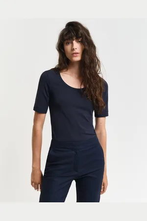 GANT Damen Kurzarmshirt mit U-Ausschnitt (XS)