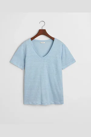 GANT Damen Leinen T-Shirt mit V-Ausschnitt (XS)