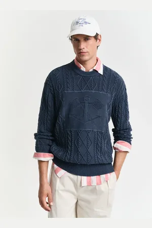GANT Herren Zopfstrick Rundhalspullover (S)
