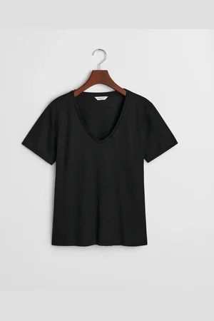 GANT Damen Leinen T-Shirt mit V-Ausschnitt (XS)