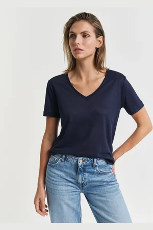 GANT Damen Leinen T-Shirt mit V-Ausschnitt (XS)