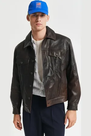 GANT Herren Truckerjacke aus Leder (S)