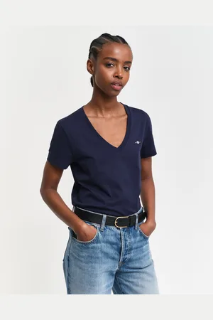 GANT Damen Shield V-Neck T-Shirt (XS)