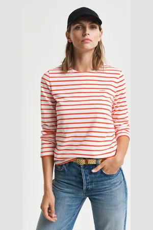 GANT Damen T-Shirt mit 3/4-Ärmeln und Marinestreifen (XS)