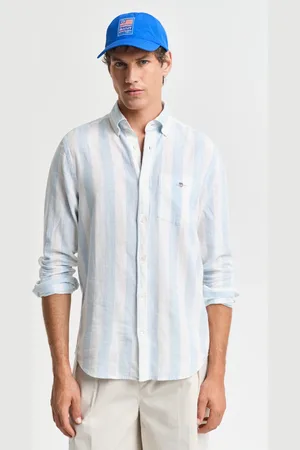 GANT Herren Regular Fit Hemd aus Baumwolle und Leinen mit Streifen (S)