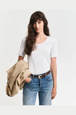GANT Damen Kurzarmshirt mit U-Ausschnitt (XS)