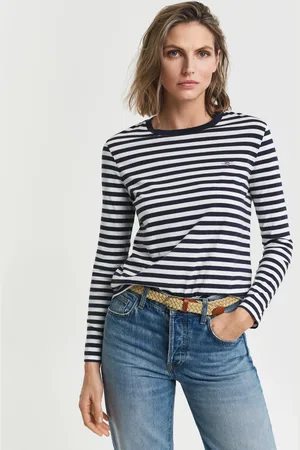 GANT Damen Shield Langarm-T-Shirt mit Streifen (XS)