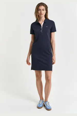 GANT Damen Piqué-Polokleid mit Kontrastkragen (XS)