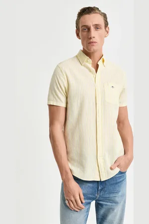 GANT Herren Regular Fit Baumwoll Leinen Kurzarmhemd mit Streifen (S)
