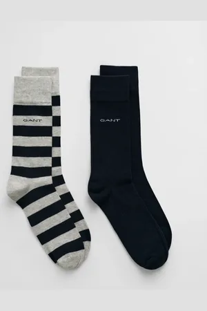 GANT Herren 2er-Pack Socken Blockstreifen & Einfarbig (40-42)