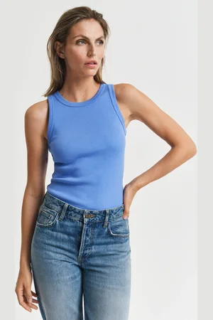 GANT Damen Geripptes Tanktop mit hohem Kragen (XS)