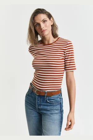 GANT Damen Geripptes T-Shirt mit Streifen (XS)