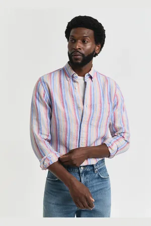 GANT Herren Regular Fit Leinenhemd mit mehrfarbigen Streifen (S)