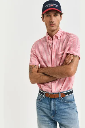 GANT Herren Regular Fit Baumwoll Leinen Kurzarmhemd mit Streifen (S)