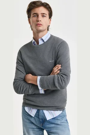 GANT Herren Rundhalspullover aus Baumwoll-Piqué (S)