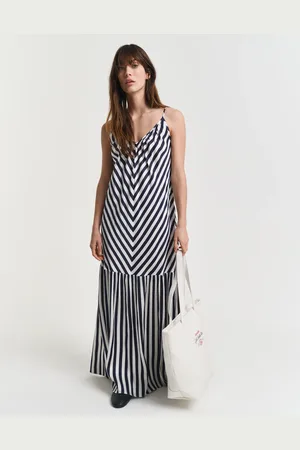 GANT Damen Chevron Maxikleid mit Streifen (34)