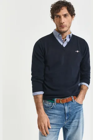 GANT Herren Klassischer V-Neck Pullover aus Baumwolle (XS)