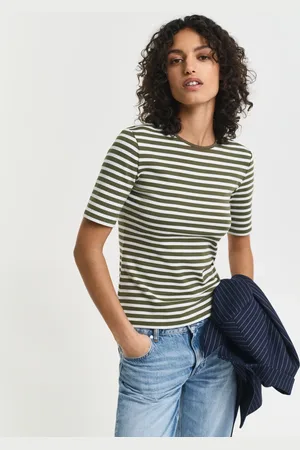 GANT Damen Geripptes T-Shirt mit Streifen (XS)