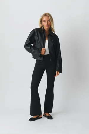 Gina Tricot Flare jersey trousers - schlaghosen - Schwarz - L - Dame