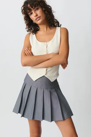 Gina Tricot Pleated mini skirt - miniröcke - Grau - XS - Dame