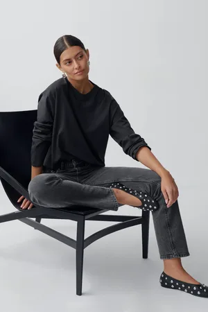 Gina Tricot Long sleeve tee - langarmshirts - Schwarz - S - Dame