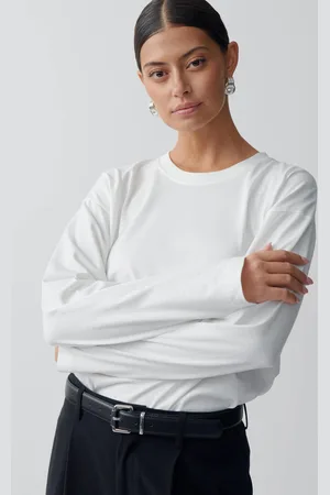 Gina Tricot Long sleeve tee - langarmshirts - Weiß - XS - Dame