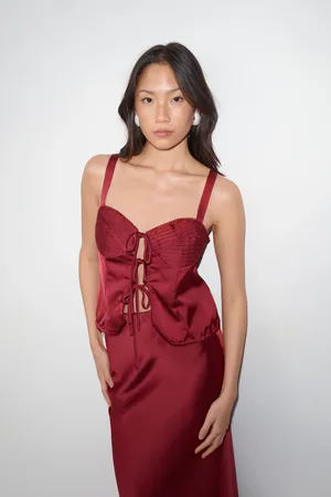 Gina Tricot Satin singlet - Tops - Rot - 38 - Dame