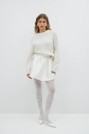 Gina Tricot Balloon skirt - satinröcke - Weiß - S - Dame