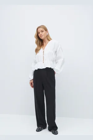 Gina Tricot Tailored wide trousers - Weite hosen - Schwarz - 42 - Dame