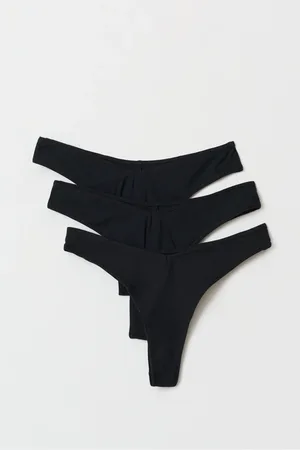 Gina Tricot 3-pack cotton thong - slips-3er-pack - Schwarz - XL - Dame