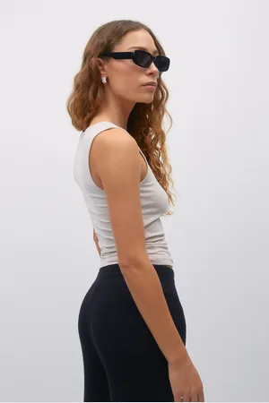 Gina Tricot Basic square tanktop - Tops - beige - XL - Dame