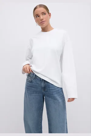 Gina Tricot Basic long sleeve tee - langarmshirts - Weiß - XL - Dame
