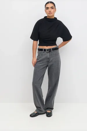 Gina Tricot Drapy top - Tops und shirts - Schwarz - XL - Dame
