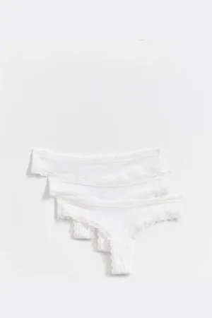 Gina Tricot Pack rib string - slips-3er-pack - Weiß - XL - Dame