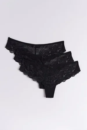 Gina Tricot Pack lace string - slips-3er-pack - Schwarz - XS - Dame