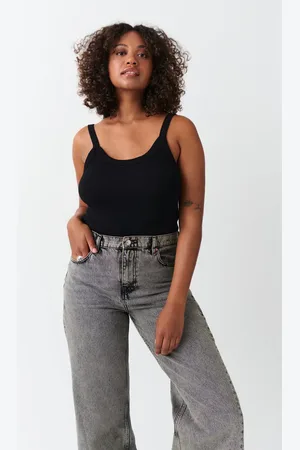 Gina Tricot Basic rib singlet - Tops - Schwarz - XXL - Dame