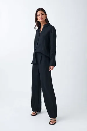 Gina Tricot Linen trousers - Leinenhosen - Schwarz - XL - Dame