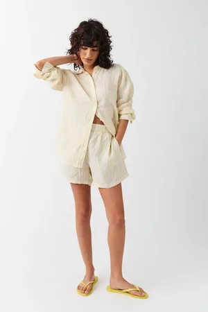 Gina Tricot Linen shorts - leinenshorts - Grau - XXL - Dame