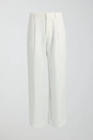 Gina Tricot Tall linen trousers - Leinenhosen - Weiß - XXL - Dame