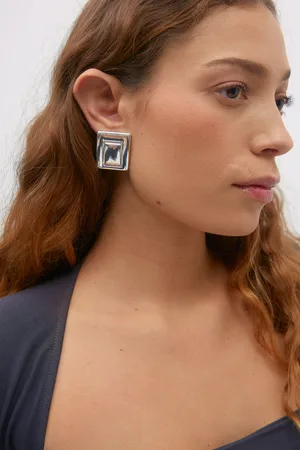 Gina Tricot Square earrings - Ohrringe - Silver - ONESIZE - Dame